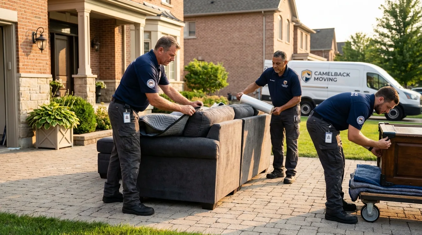 Large estate moving crew wrapping furniture in Montebello, CA